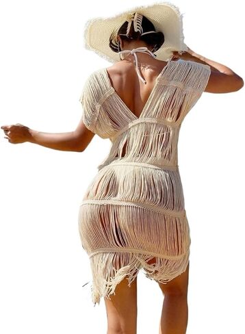 تغطية ملابس السباحة للنساء قصير الأكمام الشاطئ v-neck hollow cover cover up for swimsuit in Saudi Arabia