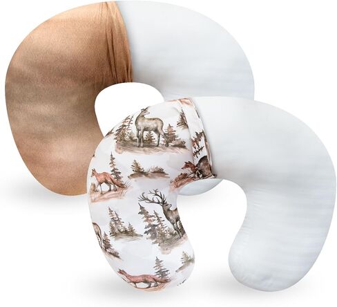 Nursing Pillow with 2 Piece Removable Ultra Soft&Stretchy Cover,Nursing Pillows for Breastfeeding,Tummy time and Baby Sitting Support,Deer Pattern in Kuwait