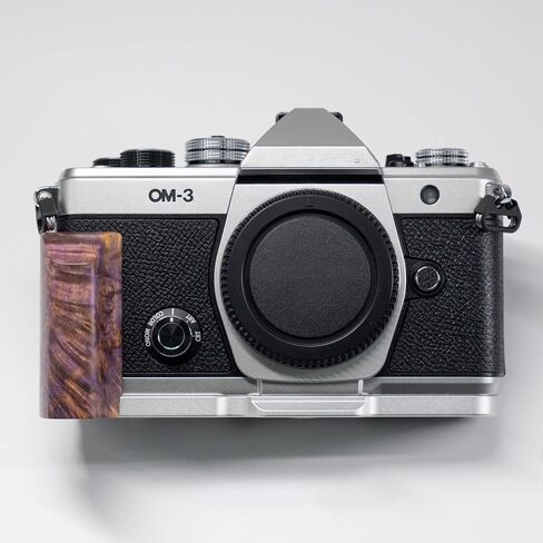 Handmade Wooden Handle Grip L Plate Alloy Base for OM System OM-3 Camera (Ebony + Silver Base) in Kuwait