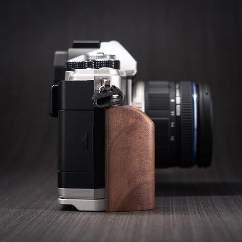 Handmade Wooden Handle Grip L Plate Alloy Base for OM System OM-3 Camera (Ebony + Silver Base) in Kuwait