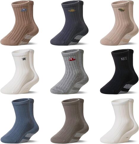 Wevias Baby Socks Toddler Grip Non Slip Crow Crew Boys Girls Anti Skid Socks 9 أزواج in Kuwait