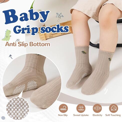 Wevias Baby Socks Toddler Grip Non Slip Crow Crew Boys Girls Anti Skid Socks 9 أزواج in Kuwait