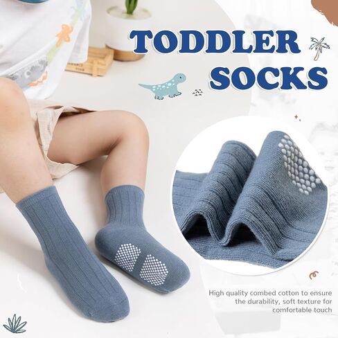 Wevias Baby Socks Toddler Grip Non Slip Crow Crew Boys Girls Anti Skid Socks 9 أزواج in Kuwait