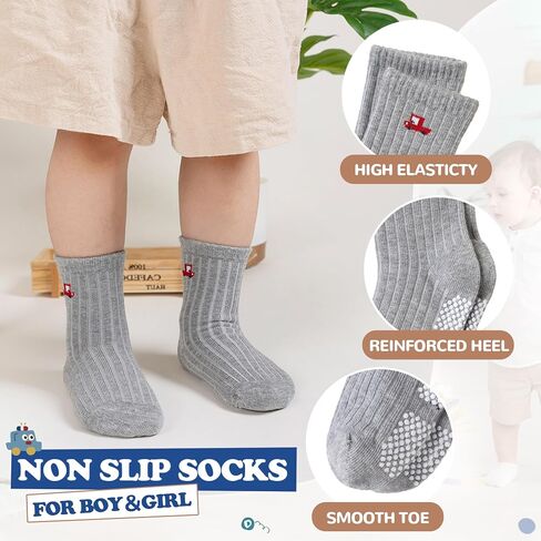 Wevias Baby Socks Toddler Grip Non Slip Crow Crew Boys Girls Anti Skid Socks 9 أزواج in Kuwait