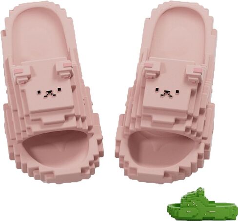 Pixel Style Cartoon Slippers, Cute Pixel Bear Summer Flip Flops, Cartoon Slippers for adult in Saudi Arabia