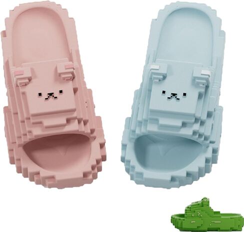 Pixel Style Cartoon Slippers, Cute Pixel Bear Summer Flip Flops, Cartoon Slippers for adult in Saudi Arabia