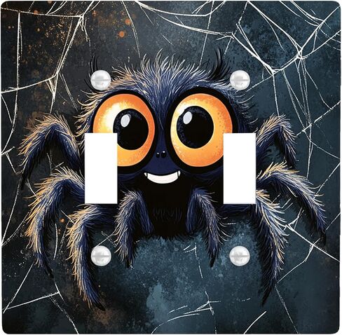 Cute Kids Tarantula Decorative Light Switch Cover Plate 1 Gang Single Rocker, Cartoon Funny Spider Electrical Faceplate for Bedroom Bathroom Decor, Cool Insect Electrical Switchplate in Saudi Arabia