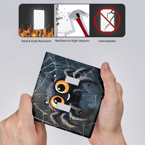 Cute Kids Tarantula Decorative Light Switch Cover Plate 1 Gang Single Rocker, Cartoon Funny Spider Electrical Faceplate for Bedroom Bathroom Decor, Cool Insect Electrical Switchplate in Saudi Arabia