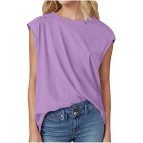 Summer Tops for Women Cap Sleeve T Shirts Beach Vacation Fashion Business Casual Tee Work Workout Clothes Outfits