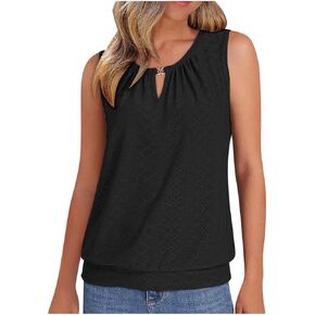 Womens Eyelet Tops Summer Fashion Tank Top Sleeveless Shirts Beach Vacation Clothes Business Casual Work Outfits