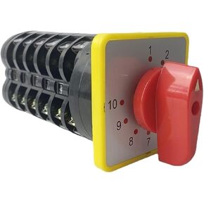 10 Position LW5-16/6 Rotary Cam Switch 6 Pole 16A Amp Square Plate Changeover Knob Selector