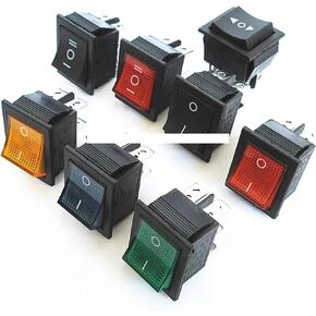 2pc Rocker Switch Power Switch Boat 3 Position 6Pin Button Latching with Lamp Light KCD4 31x25mm On-Off-on DIY
