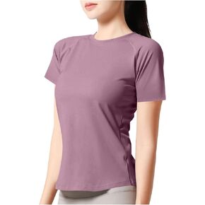 Womens Casual Activewear T Shirts Basic Crewneck Raglan Short Sleeve Slim Tight Fit Going Out Tops Gym Yoga Shirts
