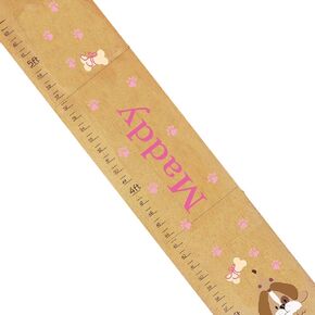 Personalized Natural Puppy Pink childrensWood Growth Chart