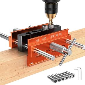 NEITRA 6.75 '' DOWELING DOWELING DOWELING for Woodsworking ، و DOWEL DOWEL القابل للتعديل مع 6 البطانات الفولاذية ، والحفر الدقيقة للثقوب المستقيمة ، والثانية للخزانات ، والطاولات ، والكراسي ، والمزيد