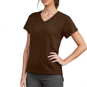 Summer Tops for Women Trendy Short Sleeve Tshirts Basic Tee Shirts Dressy Casual Ladies Solid Color V Neck Blouses