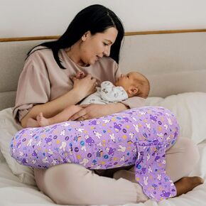 وسادة التمريض للأمهات مريحة u مع غطاء قطني قابل للغسل جيب مفيد ، والسوستة المزدوجة ، لا رائحة كريهة | ملاءمة ذكية للتغذية والعقد والترابط