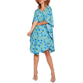 Women's Tropical Print Beach Cover-Up Kaftan – V-Neck | Kimono Sleeves | Free Size
