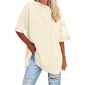 Womens Summer Tops Trendy Short Sleeve T Shirts Casual Loose Fit Crew Neck Tee Oversized Clothes Fashion Outfits
