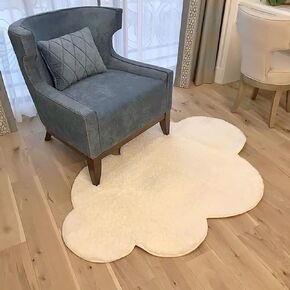 Area Rugs for Kids Cloud Shape Baby Crawling Rugs Carpet Outdoor & Indoor Floor Plush Soft Non-Slip Nursery Decoration Rugs,White,60×90CM