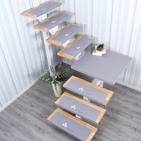 Pack of 10 Stair Treads Carpet, Non-Slip Carpet Stair Treads with Self-Adhesive, Non-Slip Stair Rug for Children Elderly Pets, Carpet Steps for Indoor, Durable & Easy Care,Brown,70 * 22 * 4.5CM