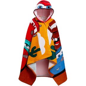 Disney Cars Hooded Towel 100% Cotton Kids Dress Up Lightning McQueen Poncho Beach Bath Towel Swimming Wrap