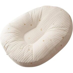 EFELIM Large Lounge Pillow with Cotton Cover, Portable Sleeper Pillow with Side Pocket Handle Multifunctional Soft Bed Floor Travel Lounger Pillow (Golden A)