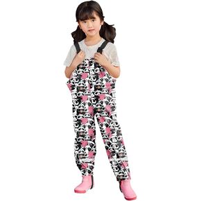Kids Rain Bib Rain Pants Overalls Rain Coat Toddler Boys Girls Rain Panda Print Adjustable Straps
