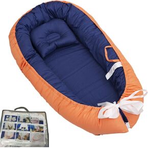 Portable Baby Lounger - Newborn Infant Nest Sleeper, Breathable & Washable Co-Sleeping Crib, Travel Bassinet for 0-12 Months