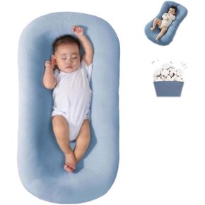 Baby Lounger,Baby Lounger Pillow,Baby Pillows for Sleeping for Newborn,Co Sleeper for Baby in Bed (Blue)