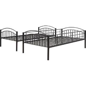 Minzan Twin-Over-Twin Bunk Bed for Bedroom, Guest Room (Black)