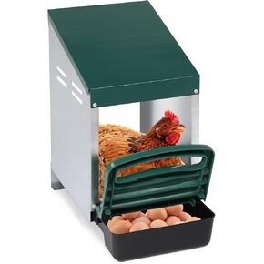 Single Roll Out Chicken Nesting Box with Plastic Basket, Egg Nest Box Chicken Laying Box Hens Chicken Coop Box, Green