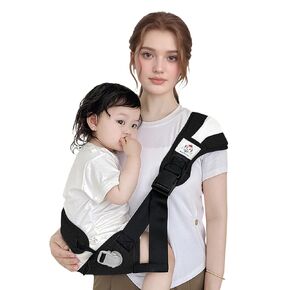 Baby Sling Carrier Suitable from 6-48 Months, Newborn to Toddler Adjustable Comfortable and Lightweight Toddle Ergonomic Infants Portable Padded Non-Slip Seat, Supports UP to (55lbs)-Black