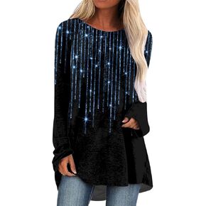 قمم طويلة الأكمام طويلة الأكمام غير الرسمية بالإضافة إلى الحجم pullover ترتر تونك تونك تونك تونك تاركلي المطبوعة باركلي المطبوعة في المساء بلوز قميص