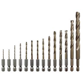 NordWolf 14-Piece Metric Cobalt Drill Bit Set for Stainless Steel & Hard Metals, with 1/4" Hex Shank for Quick Chucks & Impact Drivers, Sizes 1.5mm to 6.5mm in Storage Case
