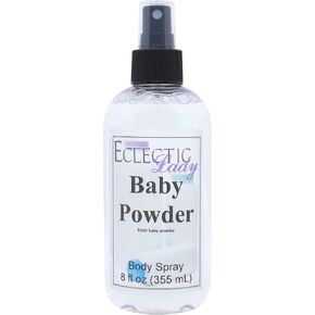 Baby Powder Body Spray, 8 Ounces, by Eclectic Lady, Body Mist for Women with Clean, Light & Gentle Fragrance, Cologne with Soft, Subtle Aroma for Daily Use