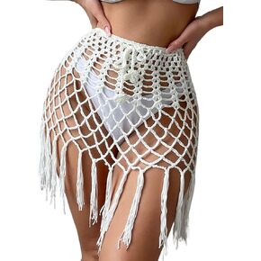 Women Swimsuit Cover Up Hem Hollow Out Beach Cover Up Skirt