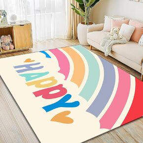 ABC Rainbow Rug 2x3ft with Colorful Letters & Hearts - Washable Non-Slip Playmat for Toddlers Classroom, Modern Kids Room Decor for Bedroom Kids Room Playroom Nursery
