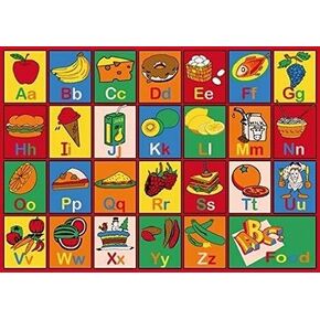 Kids Area Rug ABC Food Vegetables Fruits Learning/Playtime Carpet (3 Feet X 5 Feet)
