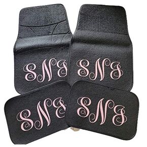 Women Teen Monogrammed Personalized 4 mats front and back Carpet Universal Fit Car SUV Truck Floor Mats