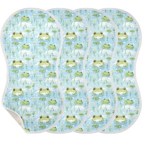 4Pcs Cute Frog Burp Cloth,Unisex Large Absorbent Soft Cotton Muslin Burping Cloths for Newborn Boys Girls,11x22in,A113246