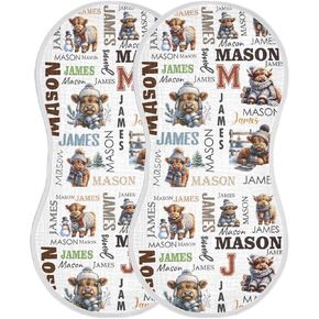 Custom Name Baby Burp Cloths for Boys Girls, Personalized Mallard Ducks 2 Pack Absorbent Cotton Burping Rags Bibs for Newborn Infant Towel