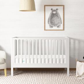Newton Baby Galileo Standard Crib, Solid Beech Wood in Chestnut Color, 3-in-1 Convertible Crib with Toddler Bed Conversion Kit, Baby-Safe Finish