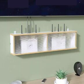 Wooden WiFi Router Storage Shelf, Wall Mount WiFi Router Storage Box Router Cover Decorative Box Power Strip Cable Management Hider(Yellow,60cm/24in)