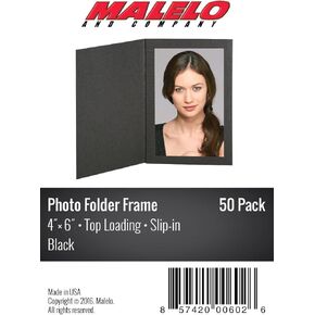 Cardboard Photo Folder Frame 4x6 - Pack of 50 - Black