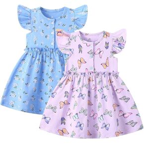 Toddler Dress for Baby Girl Flutter Sleeve Flower Summer Beach Dresses for Infant in Kuwait