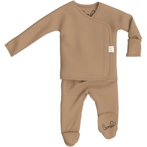 Bonsie Skin to Skin Babywear Footie - Brown Baby Footed Bodysuit - Mocha