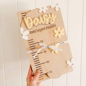 Personalised Growth Chart, Girls Room Decor, Growth Chart Daisy Theme, Wood Growth Chart, Wooden Ruler, Baby Height, Baby Growth Chart with Name