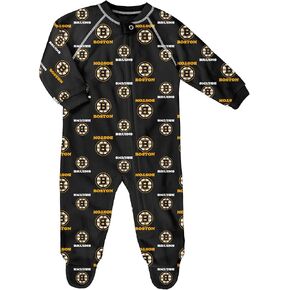 Outerstuff Newborn Boston Bruins Logo Print Raglan Romper - Size 3-6 Months Black