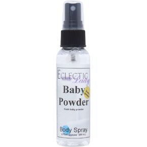 Eclectic Lady Baby Powder Body Spray, Double Strength, 2 ounces, Body Mist for Women with Clean, Light & Gentle Fragrance, Cologne with Soft, Subtle Aroma For Daily Use